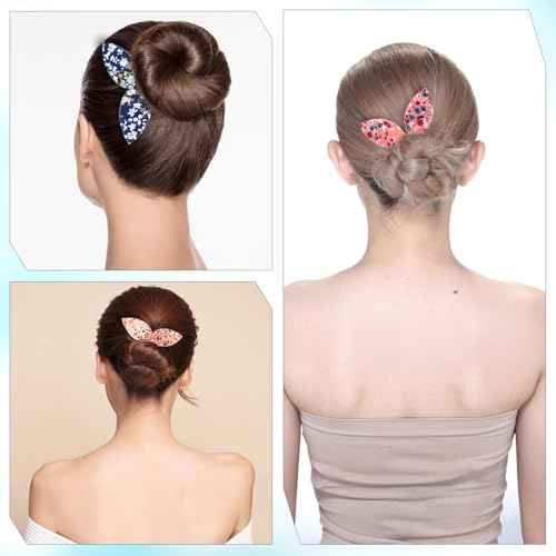 4 Pcs Deft Hair Bun Maker French Twist Rabbit Ear Bun Twister Hair Bun Maker Twist Bun Hair Band Donut Quick Twister Deft Hair Bun Makers for Women & Girls Hair Styling Accessories