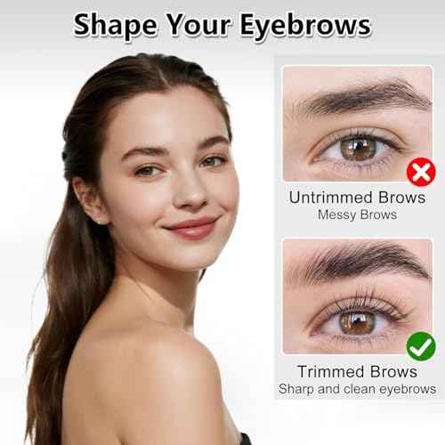 Eyebrow Trimmer Scissor, 2-in-1 Professional Eyebrow Scissor with Comb, Stainless Steel Precision Eyebrow Cutter, Curved Eye Brow Razor, Portable Hair Removal Makeup Tool for Women and Men (Black)