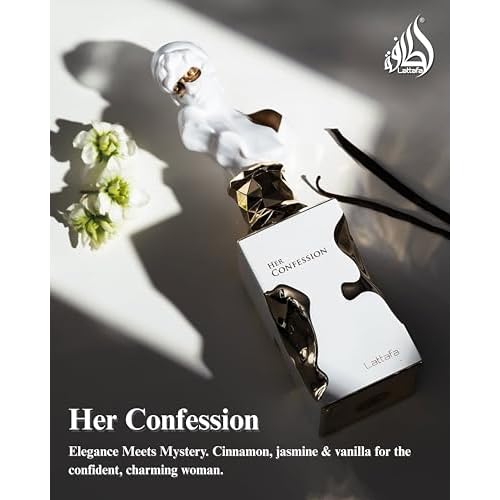 Lattafa Her Confession - Vanilla, Floral, Amber, Musk - Eau de Parfum Long-Lasting Fragrance for Women, 3.40 Ounce / 100 ml