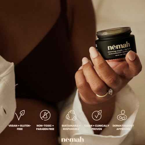 Nemah - Organic Nipple Balm, Nipple Cream Safe for Breastfeeding - 2-in-1 Nipple Butter & Lip Balm, Nursing Nipple Balm - Non-Greasy, Vegan, & Cruelty-Free - 1 oz.