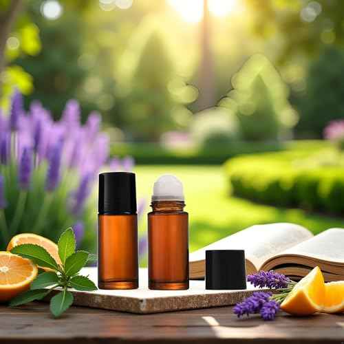 2Pcs Brown 50ml Glass Essential Oil Roller Bottles Refillable Roll on Bottles Empty Deodorant Bottle Containers Rollerball for Fragrance Roller Refillable Containers Accessories