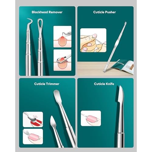Manicure Set, Pedicure Sets, Nail Clipper Sets, Stainless Steel Professional Nail Cutter Kits with Travel Case (12 Count)