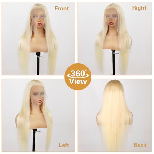 613 Lace Front Wig Human Hair 200 Density 613 13x6 Straight Lace Front Wigs Blonde Human Hair Wig Pre plucked for Women 613 HD Lace Frontal Wig 13x6 (24 Inch, 613 Wig)