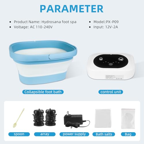 Ionic Foot Bath Detox Machine, Ionic Foot Spa to Remove Toxins with 2 Arrays, 80 Disposable Foot Bath Liners, Detoxification Sea Salt, Folding Bathtub, Gift for Women & Men