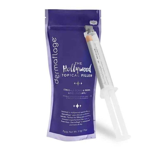 Dermaflage Topical Scar Filler Pack of 4 Refill Applicator (Tan) - Hollywood Silicone Scar Gel for Recessed Scars, Wrinkles, Discoloration & Deep Pockmarks (30 Applications)