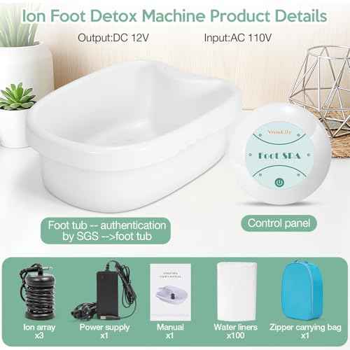 Ionic Foot Bath Detox Machine, Ion Foot Detox Spa for Home Use Beauty Salon Beauty SPA Club with 100 Liners, Zipper Carrying Bag | Detoxifying & Convenient