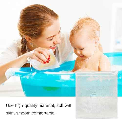 40 PCS Soap Saver Bag, Exfoliating Mesh Soap Saver Pouch Bags, Bubble Mesh Net Bags with Drawstring, Easy to Store, for Shower, Face Cleansing, White