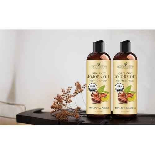Handcraft Blends USDA Organic Jojoba Oil | Cold-Pressed | 8 Fl Oz | 100% Pure & Natural | for Hair, Skin & Face | Premium Grade Carrier Oil | for Massage & Aromatherapy | Hexane-Free