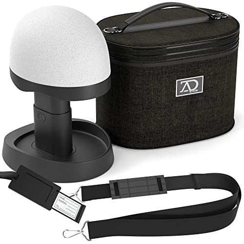 Wig Travel Case - 8"-12" High Wig Box with Collapsible Wig Stand - Dome Foam Wig Head Stand in Zipper Carrying Case w/Handle for Safe Traveling Storage of Wigs, Lace Front Cap, Toupee (Denim Black)