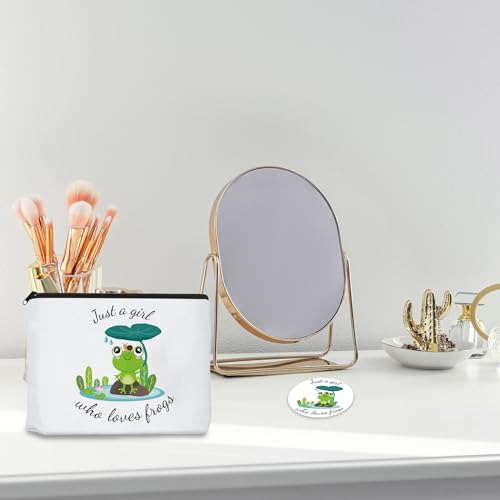 Frog Gifts for Frog Lovers, Includes Makeup Bag, Cute Socks, Frogs Writing Gel Ink Pen & Mini Round Mirror, Just Who Loves Frogs, Birthday Gift for Women