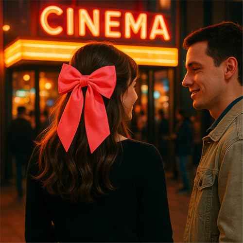 4PCS Satin Hair Bows for Women & Girls ? Oversized Long Tail Bow Clips with French Barrette Elegant satin ribbon bow clips hairstyles, large hair accessories pony tail, school, wedding, cheerleading