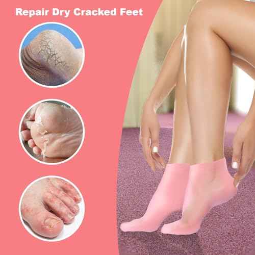 6 Pairs Silicone Socks for Dry Cracked Feet Women,New Upgrade Thickened Moisturizing Foot Mask Exfoliating Silicone Socks,Spa Gel Moisturizer Socks Foot Care After Pedicure