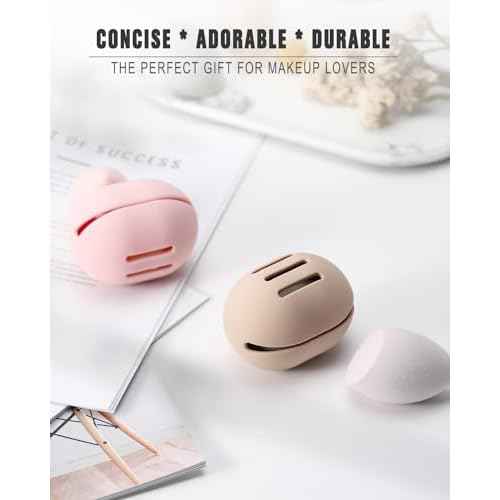 FERYES Makeup Sponge Holder ? Shatterproof Eco-Friendly Silicone Beauty Make Up Blender Case for Travel - Khaki