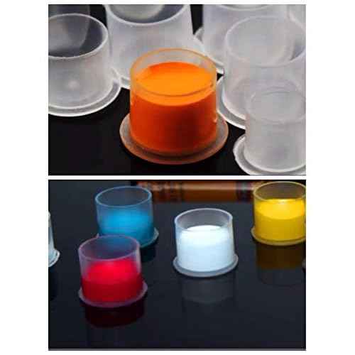 Tattoo Ink Caps, 300pcs Plastic Disposable Microblading Tattoo Pigment Self Standing Cups, Medium Size of 14x12mm