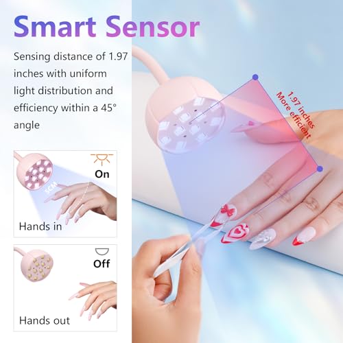 Makartt UV LED Nail Lamp - Gooseneck UV Light for Gel Nails Cherie Cordless USB 39W Nail Dryer Gel Lamp with 4 Times & Auto Sensor Professional Fast Flash Curing Polish Nail Art