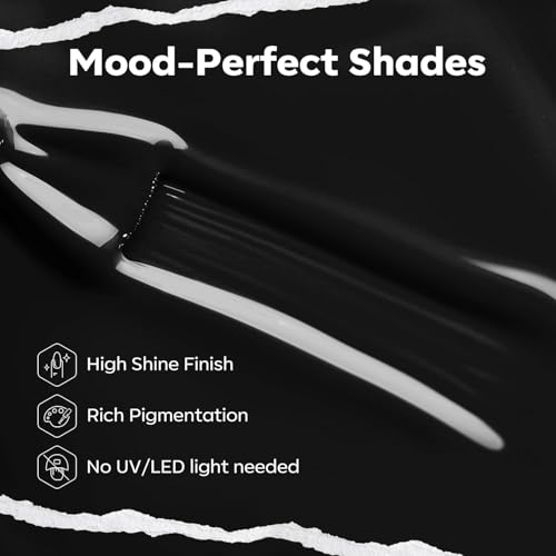 modelones Nail Polish, 15 ml Classic Black Nail Polish Quick Dry Nail Strengthener Long Last Shine Fingernail Toe Nail Art DIY Home Travel Manicure Gift for Women Girls 0.5 Fl Oz