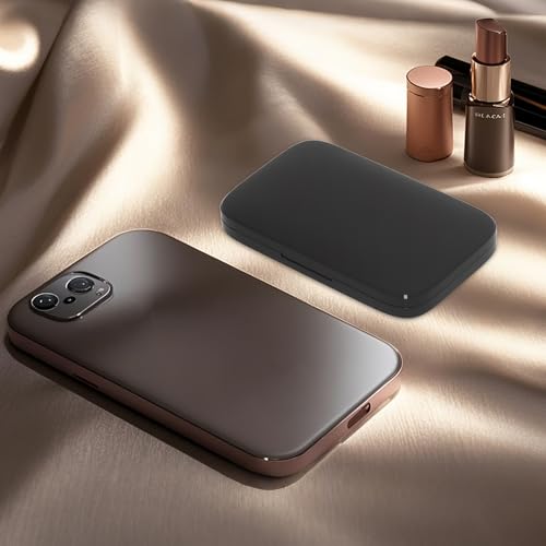 Mini Travel Makeup Mirror with Light ? Dual-Sided 5X/1X Magnification, Auto On/Off LED Lights, 180¡Æ Foldable Design, Portable Cosmetic Mirror for Handbag Small Make up Mirror - Black