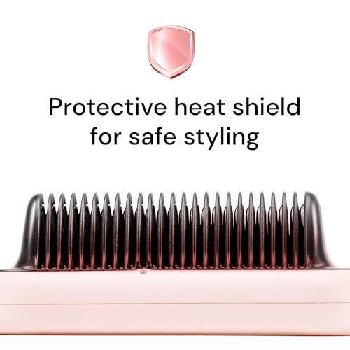 L'ANGE HAIR Smooth-It 2-in-1 Hot Comb Straightener | Digital Straightening Comb with Adjustable Heat Dial | Ionic Technology for Frizz-Free Styling | for All Hair Types (Digital Comb - Blush)