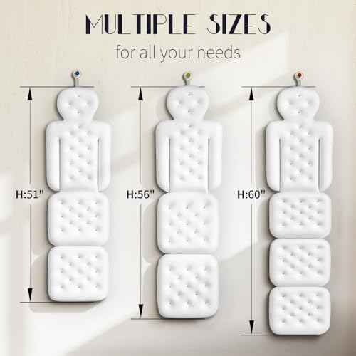Full Body Bath Pillow for Bathtub, Thick Bathtub Cushion with Laundry Bag, Luxury Tub Pillow for Bath for Headrest Neck and Back Support White 51" x 16"
