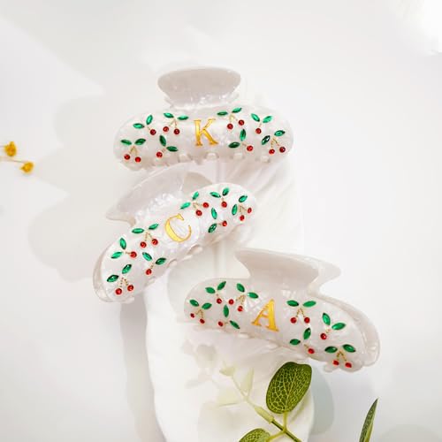 Teen Girl Gifts Trendy Stuff - Letter Cherry Hair Claw Clips, Fashion Accessories Claw Clips Durable Hair Clips, Birthday Gifts for Teens Daughter Sister Christmas Gifts, Letter M