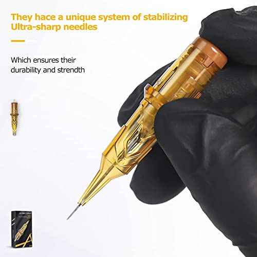 Ambition Rotary Tattoo Gun Kit, Vibe Wireless Tattoo Pen Machine Brushless Motor Dual 2400mAh Batteries with 100pcs Mixed Size Glory Tattoo Cartridge Needles for Pro Artists