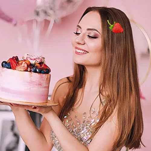 10 Pcs Strawberry Hair Clips Women Bangs Alligator Clips Christmas Birthday Decoration Accessories Fruit Daily Hairpins Red Green Bobby Pins
