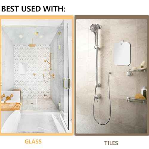 Shatterproof Shower Mirror Fogless for Shaving with Hook (Medium 8x6 inch)40% Cheaper Than the Original,Unbreakable Deluxe Plexiglass Makeup Mirror,Bathroom Wall Hanging,Portable Handheld Camping