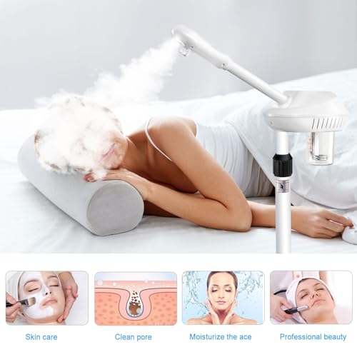 Professional Facial Steamer, Face Steamer on Wheels, SPA Ozone Steamer, Standing Face Steamer for Spa, Salon and at Home Use