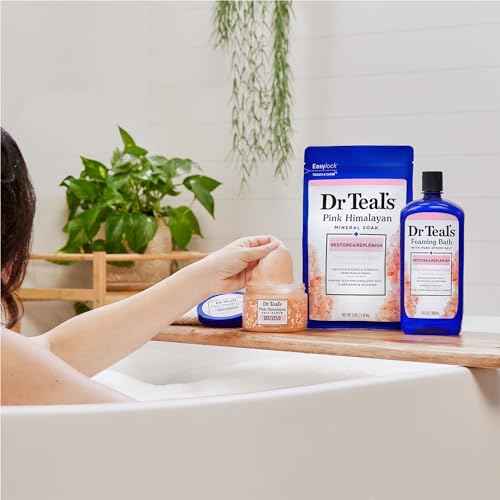 Dr Teal's Pink Himalayan Salt Body Scrub, Restore & Replenish with Pure Epsom Salt & Essential Oils, 16 oz (Pack of 3)