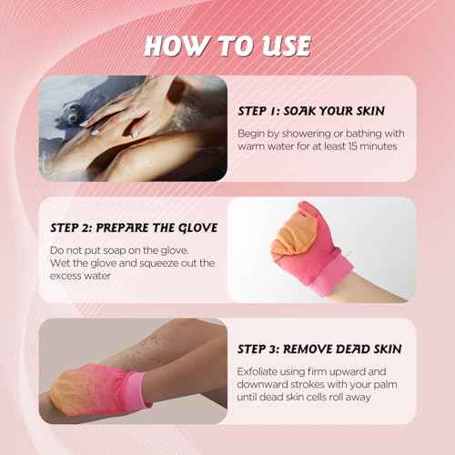 LOTTA Dreamy-Glow Deep Exfoliating Glove - Vegan Dead Skin Removal Body Scrub Mitt Bath Washcloth for Women Shower Exfoliation (Rose Garden)
