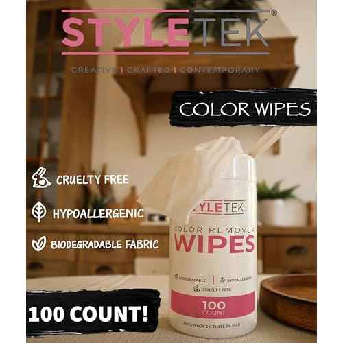 COLOR REMOVER WIPES, 100 PER CANNISTER, HAIR DYE REMOVER, SENSITIVE AND NON-IRRITATING, BIODEGRADABLE FABRIC