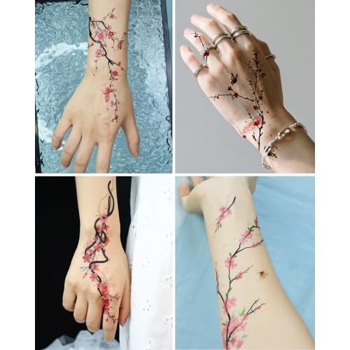 10 Sheets Flower Temporary Tattoos Floral Fake Tattoo Stickers Adult Floral Tattoo Sticker, Fake Tattoos That Look Real And Long Lasting Tattoo Sticker Waterproof Girls Tattoos