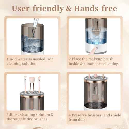 GKZ Electric Brush Cleaner Machine, High Speed Fast Cleaning Plug-in Power Brush Cleaner Ideal for Makeup Brushes & Sponges ? Perfect for Home & Professional Use - Purple