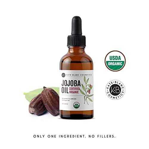 Kate Blanc Cosmetics Jojoba Oil for Softer Hair & Smoother Skin. Gua Sha Oil for Face & Dermaplaning (2oz, Organic, 100% Pure, Natural)
