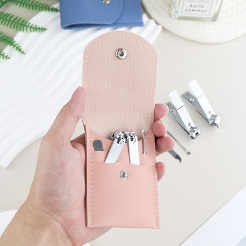 30 Sets Finger Nail Clipper Set Bulk,4 in 1 Adult Stainless Steel Travel Manicure Kit with Case Individually Wrapped Nail Clippers Bulk for Homeless,Hotel,Charity(2 Colors)