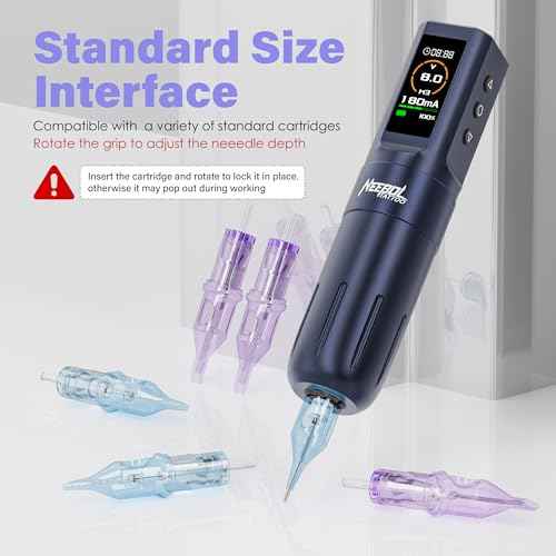 Neebol Tattoo Gun Kit, Wireless Tattoo Machine Kit with LED Display, Complete Tattoo Kit Includes 10 Cartridge Needles, Ink Set, Practice Skin, 1600mAh Tattoo Power