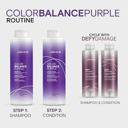 Joico Color Balance Purple Conditioner | For Cool Blonde or Gray Hair | Eliminate Brassy Yellow Tones | Boost Color Vibrancy & Shine | UV Protection | With Rosehip Oil & Green Tea Extract