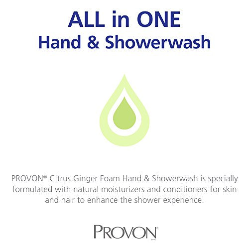 GOJO PROVON Citrus Ginger Foam Hand & Showerwash, EcoLogo Certified, 1250 mL Hand and Shower Soap Refill for PROVON ADX-12 Push-Style Dispenser (Pack of 3) - 8824-03