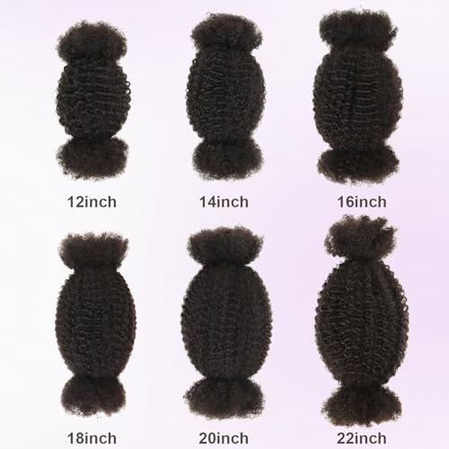 Afro Kinkys Bulk Human Hair Kinky-Curly 100% Real Human Hair for Twist, Braiding, Dreadlocks & Sister Locs, Natural Soft Pre Fluffed, Can Be Dyed Bleached (#1B Natural Black, 22 Inch)
