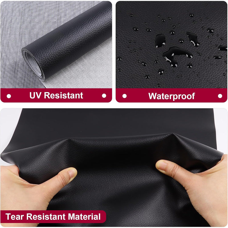 Vinyl Marine Upholstery Fabric Waterproof Faux Leather Sheets - Thick UV-Resistant for Car, Boat, Sofa, Furniture Replacement