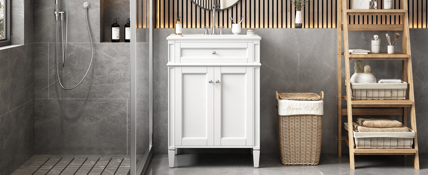 24" Bathroom Vanity with Sink, Soft-Close Doors & Storage