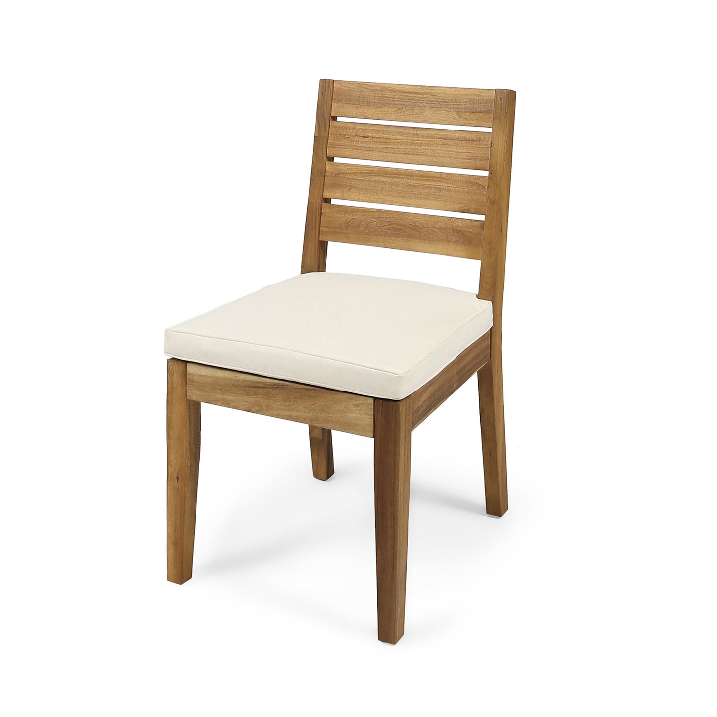 Outdoor Armless Dining Chairs with Cushions - Set of 2, Natural Beige