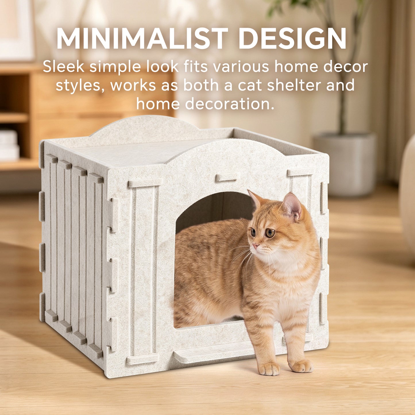 Square Cat Bed for Pets - White Soft Pet House & Cozy Resting Spot