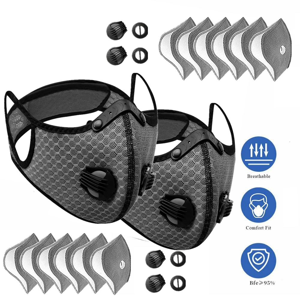 Washable Cycling Face Mask with Activated Carbon Filter and Dual Valves