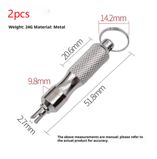 Automotive Valve Core Wrench Double-Ended Keychain Tool Set