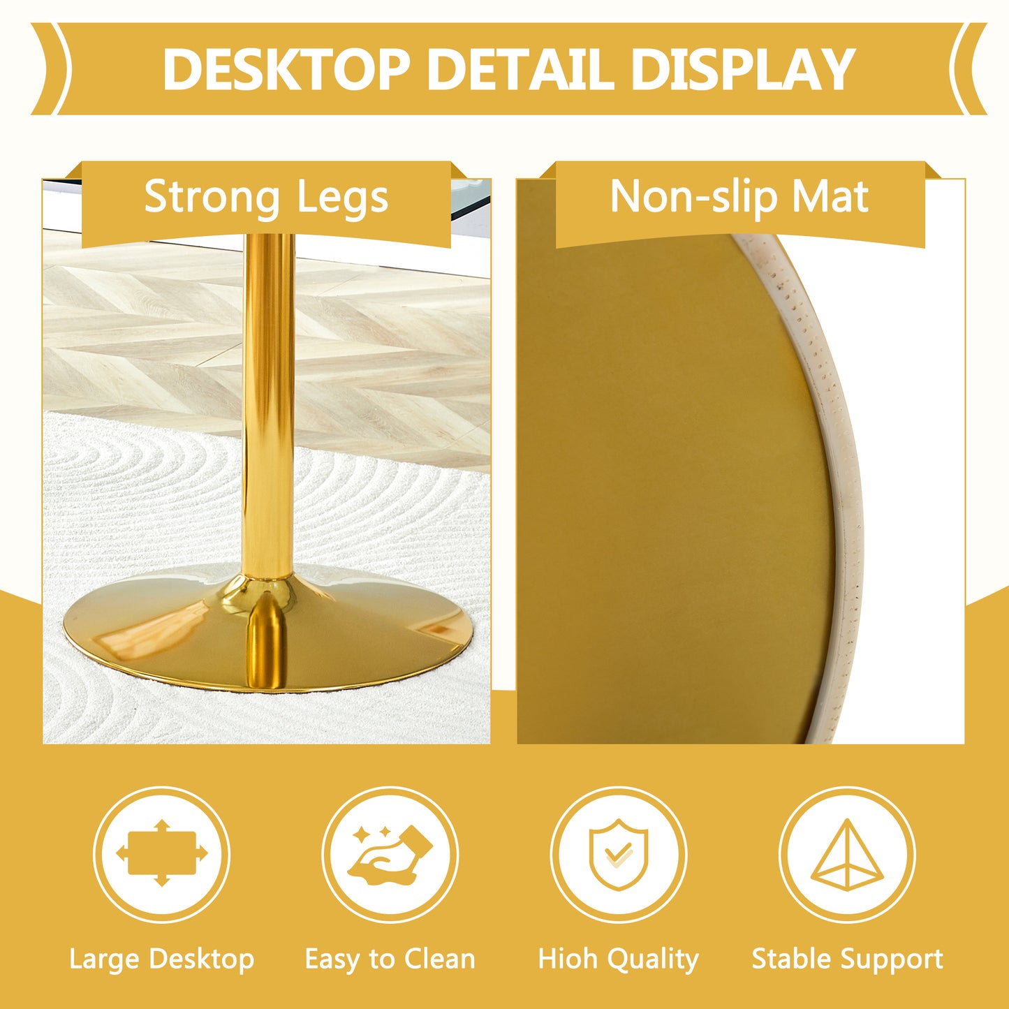 Modern Minimalist Glass Dining Table - 71x35.4 Inches, Gold Legs