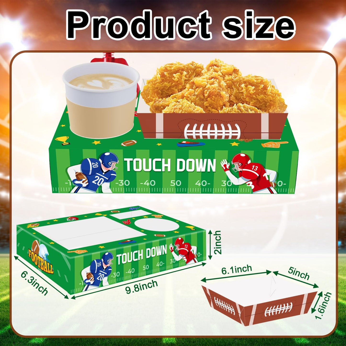 36-Piece Football Party Supplies Set - Snack Trays & Boxes