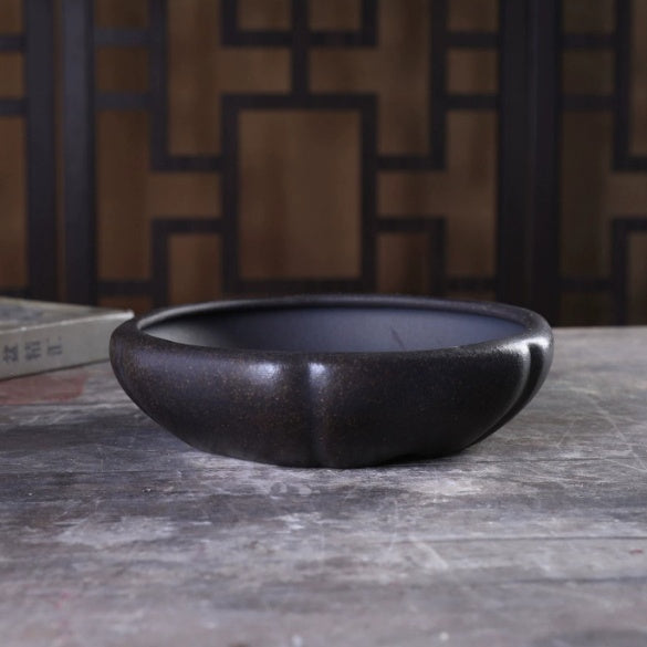 Ancient Copper Mud Ceramic Flower Pot - Handmade Desktop Plant Holder