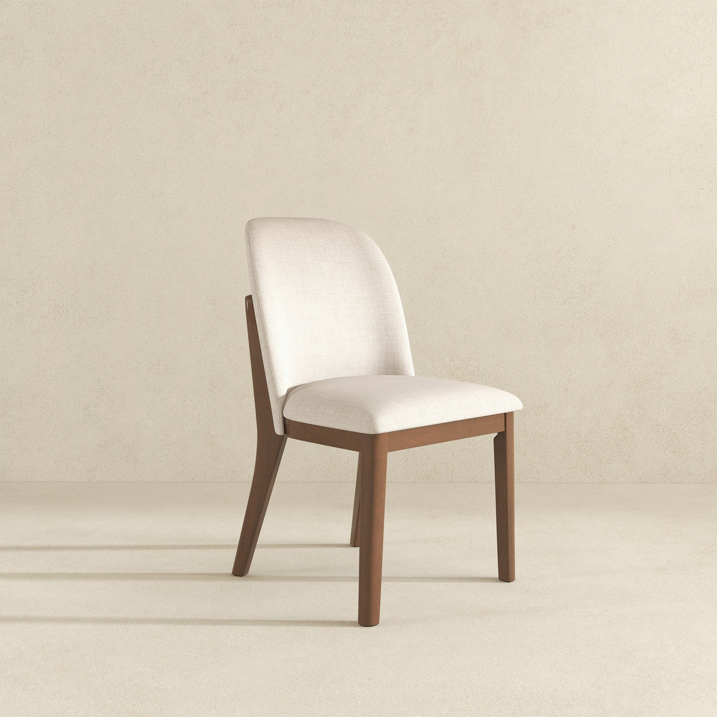 Mid-Century Modern Kaitlyn Beige Linen Dining Chair With Solid Wood