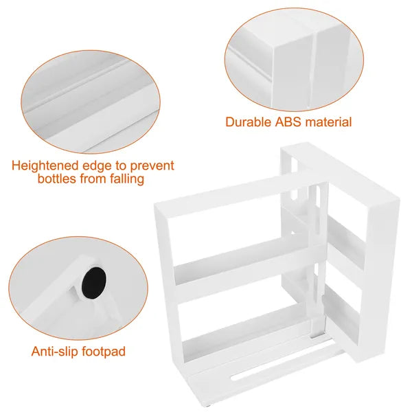 Swivel Cabinet Organizer - Revolving Kitchen Spice Rack, White